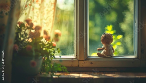 Baby doll bear on window © elvetica