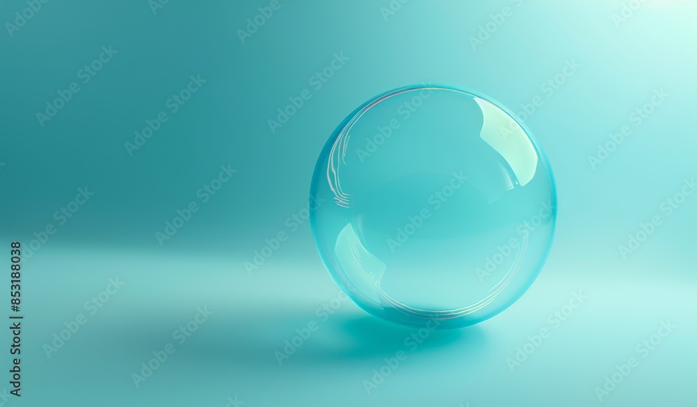 Single soap bubble on a blue background with a gradient from blue to green Single soap bubble on a blue background with a gradient from blue to green