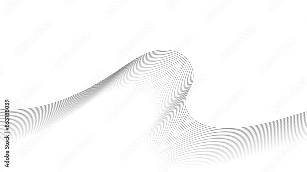 Fototapeta premium Abstract wave element for design. Digital frequency track equalizer. Stylized line art background. Wave with lines created using blend tool. Curved wavy line, smooth stripe.