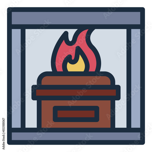 Cremation funeral coffin icon