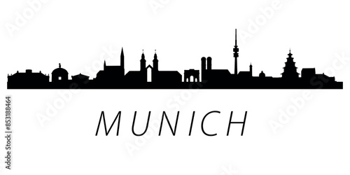 The city skyline. Munich. Silhouettes of buildings. Vector on a white background	