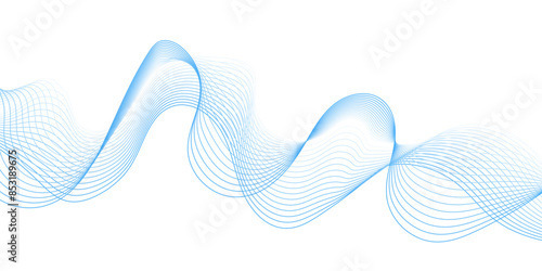 Abstract colorful blue, blend wave lines on transparent background. Abstract colorful wave lines and technology background. Vector abstract colorful flowing wave lines isolated on white background. 