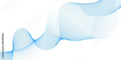 Abstract colorful blue, blend wave lines on transparent background. Abstract colorful wave lines and technology background. Vector abstract colorful flowing wave lines isolated on white background. 