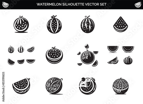 Watermelon Fruits Silhouette Vector Illustration