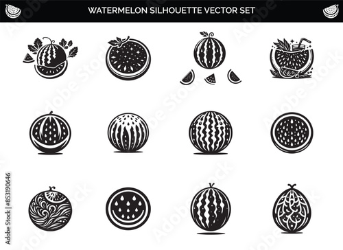 Watermelon Fruits Silhouette Vector Illustration