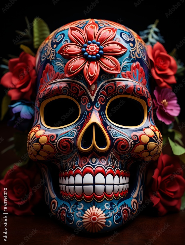Decorated Sugar Skull With Flowers Decorated Sugar Skull With Flowers