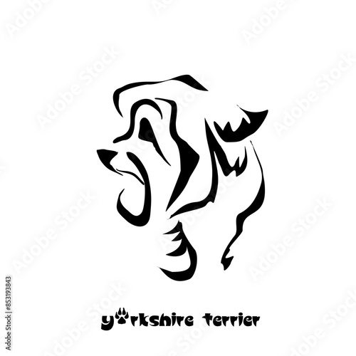 Stylized Yorkshire Terrier. Vector drawing of a small dog. Gestalt animal design