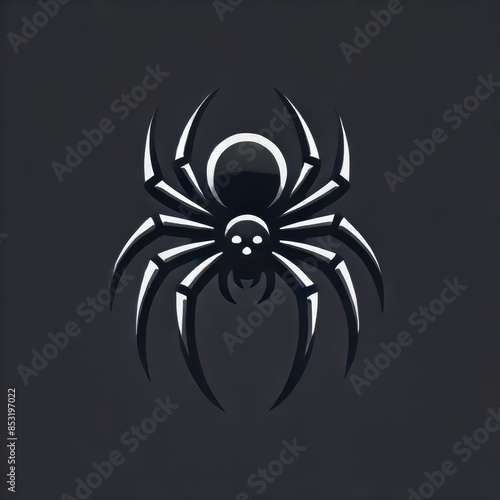 Sleek black spider logo with minimalistic, modern design © Sergey