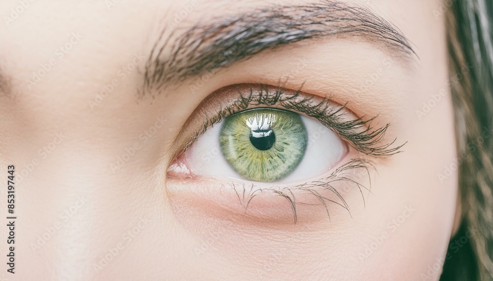Obraz premium close up of a green human woman left eyeball