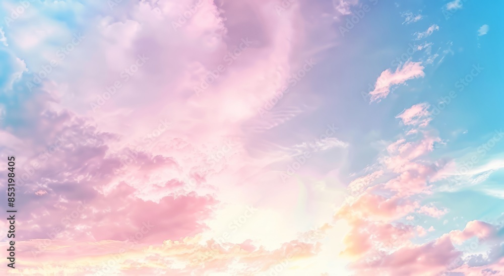 A soft pastel sky background with a gradient of blue to pink, evoking the serene beauty and vastness of dusk A soft pastel sky background with a gradient of blue to pink, evoking the serene beauty and vastness of dusk
