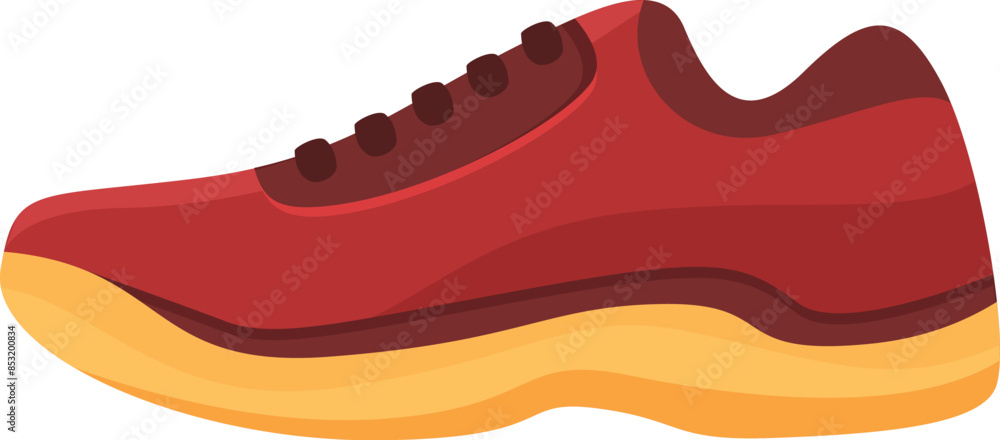 Red running shoe with yellow sole, designed for comfort and performance during sports activities Red running shoe with yellow sole, designed for comfort and performance during sports activities