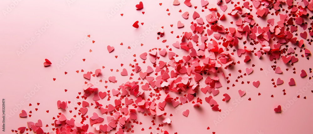 Happy Valentine's Day wedding birthday background greeting card love - Red hearts on pastell pink background Happy Valentine's Day wedding birthday background greeting card love - Red hearts on pastell pink background