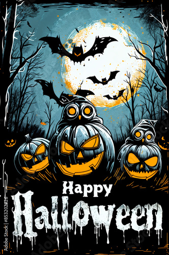 Happy halloween banner or party invitation illustration

 photo