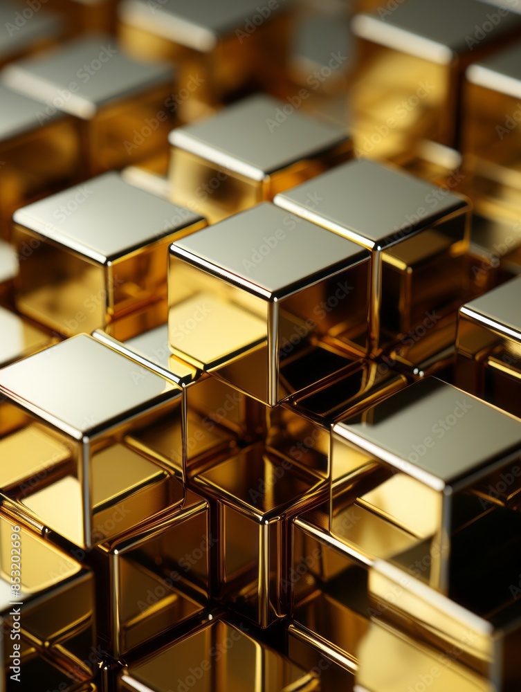 many gold cubes are stacked together in a pile many gold cubes are stacked together in a pile