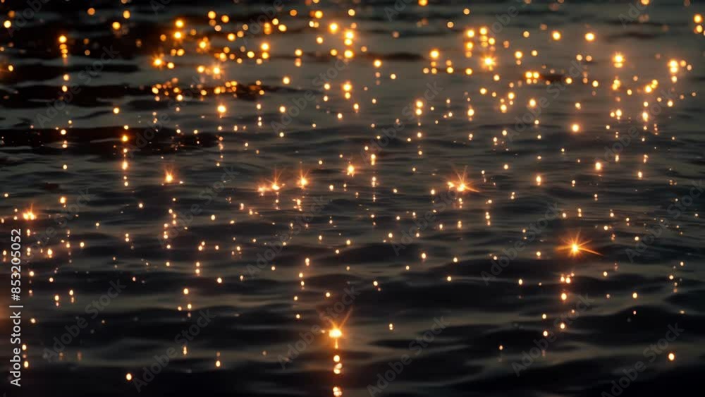 A detailed view of the ling starshaped lights emitted by tiny plankton in the reflective surface of the lake. A detailed view of the ling starshaped lights emitted by tiny plankton in the reflective surface of the lake.