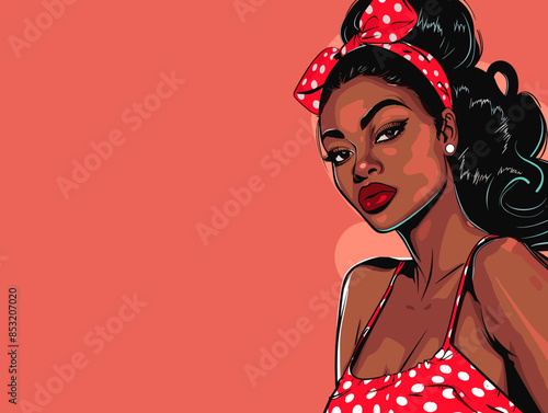 beautiful black woman vector illustration pop art retro comic style