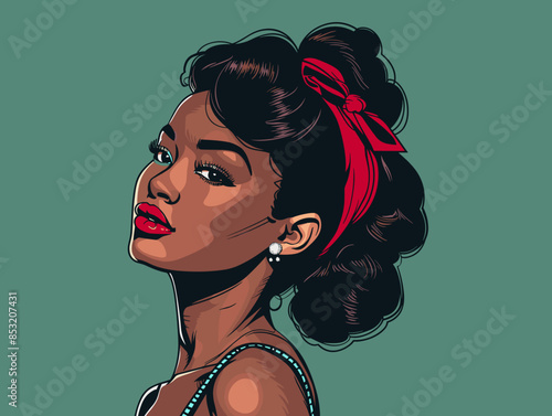 beautiful black woman vector illustration pop art retro comic style