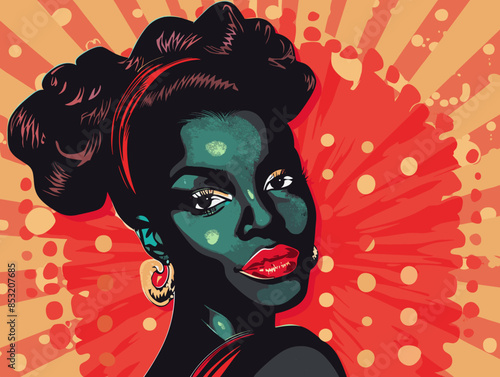 beautiful black woman vector illustration pop art retro comic style