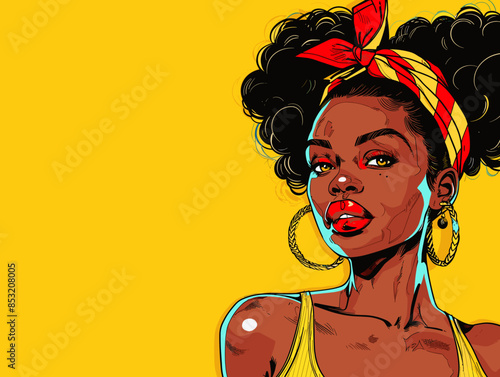 beautiful black woman vector illustration pop art retro comic style