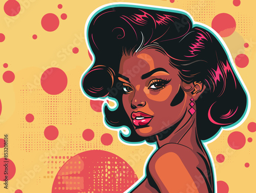 beautiful black woman vector illustration pop art retro comic style
