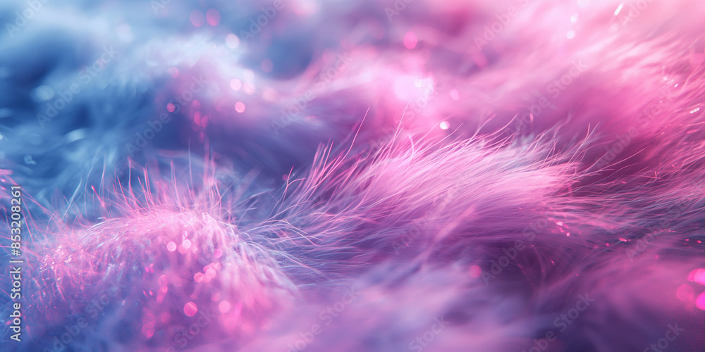 Soft focus of pink and blue fur-like texture with sparkling highlights. Close-up of pastel-colored fur, blending pink and blue hues. Dreamy and fluffy fur texture in pink and blue Soft focus of pink and blue fur-like texture with sparkling highlights. Close-up of pastel-colored fur, blending pink and blue hues. Dreamy and fluffy fur texture in pink and blue