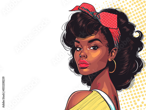 beautiful black woman vector illustration pop art retro comic style