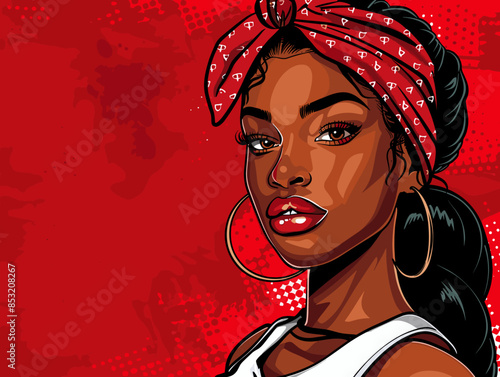 beautiful black woman vector illustration pop art retro comic style