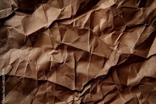 Wallpaper Mural A close-up view of a brown paper texture with visible rough, crumpled edges and creases, giving it a distressed and worn appearance. The surface is uneven with various folds Torontodigital.ca