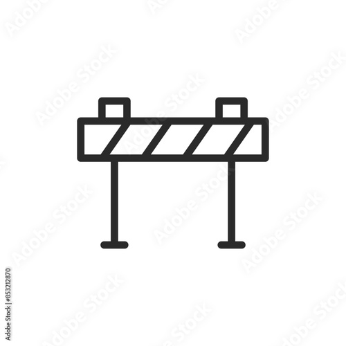 Road barrier, linear style icon. Road barrier for blocking traffic. Editable stroke width.