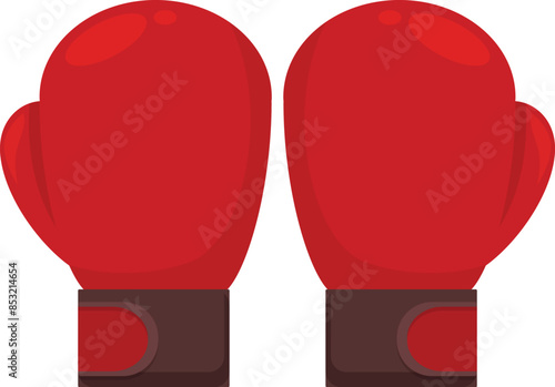 Pair of red boxing gloves is ready for fighting during championship