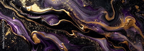 Mixed gold black and purple paint background