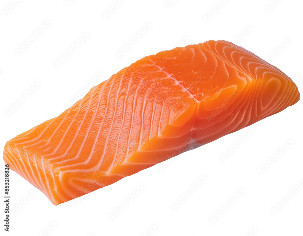Raw salmon fillet captured in high quality image on a transparent checkered background Raw salmon fillet captured in high quality image on a transparent checkered background