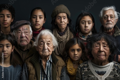 A group of elderly individuals standing together, sharing stories and laughter. Each person exudes wisdom and experience, forming a strong bond of unity