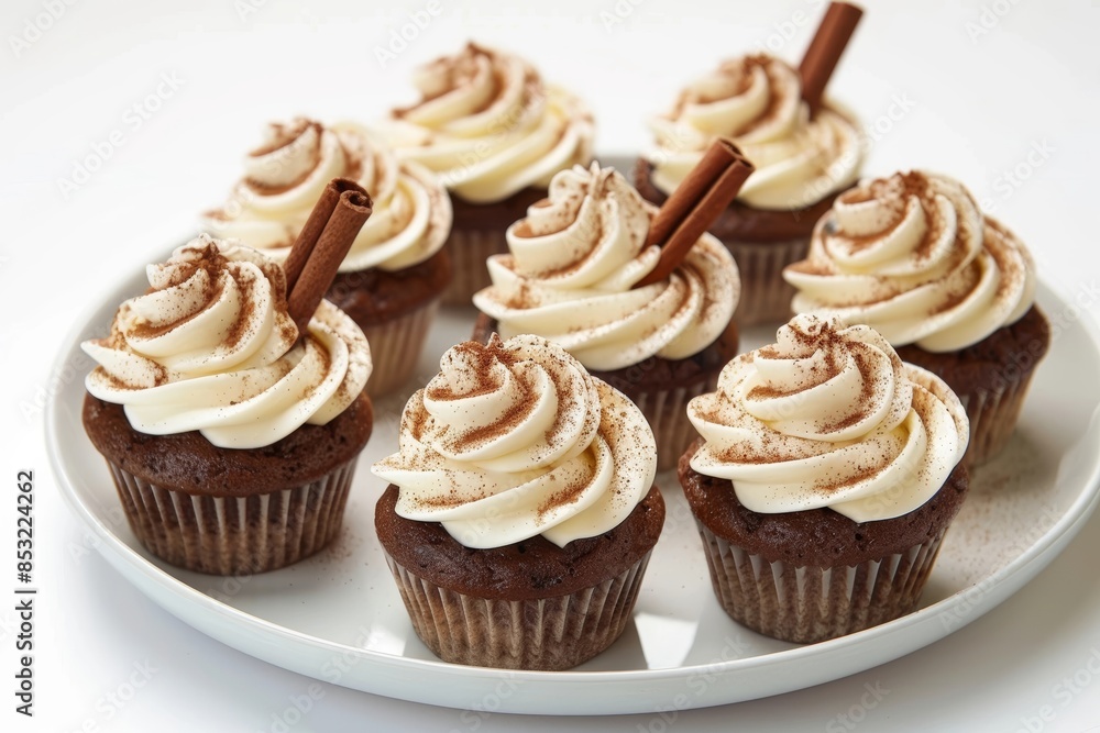 Cappuccino Cup Cakes with Ground Cinnamon and Whipped Topping Cappuccino Cup Cakes with Ground Cinnamon and Whipped Topping