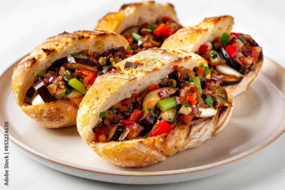Crispy Ciabatta Caponata Sandwiches with Fresh Mozzarella for Picnics Crispy Ciabatta Caponata Sandwiches with Fresh Mozzarella for Picnics