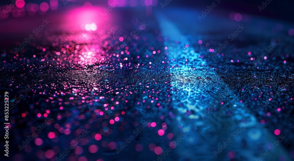Abstract background with blue and pink lights on the asphalt road, light rays, minimalistic, dark colors, blurred, high resolution Abstract background with blue and pink lights on the asphalt road, light rays, minimalistic, dark colors, blurred, high resolution