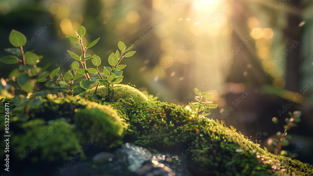 Fototapeta premium Ethereal Elegance: A Close-Up of a Miniature World in Lothlórien