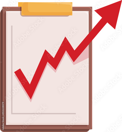 Clipboard showing a growing up arrow chart representing business success