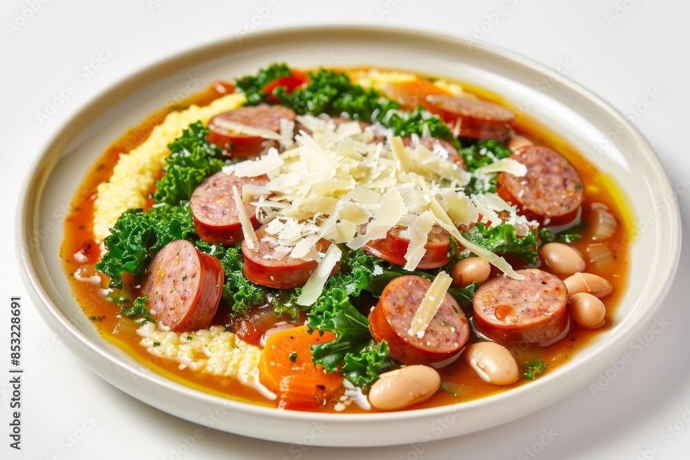 Comforting Italian Sausage and Bean Stew with Polenta