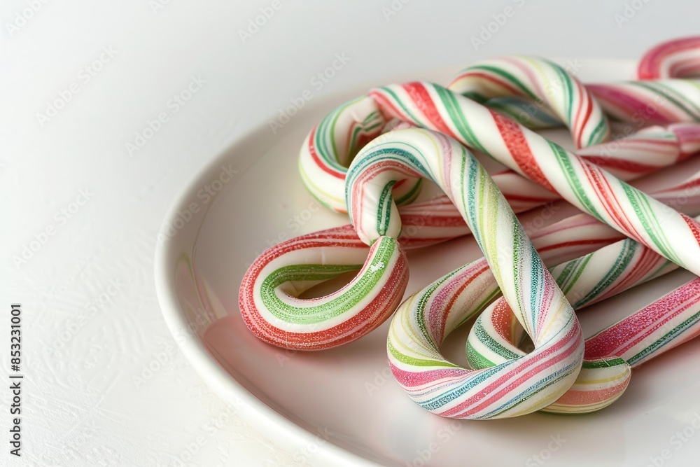 Fototapeta premium Alluring Aesthetics of Festive Candy Canes in Ethereal Glass Centerpiece