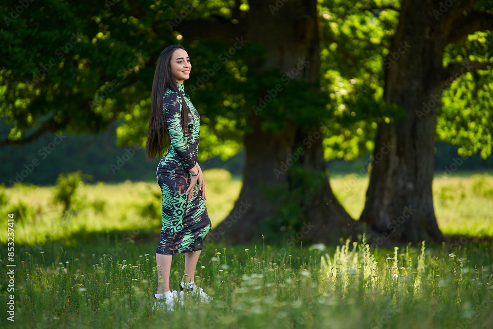Beautiful Hispanic woman in oak forest Beautiful Hispanic woman in oak forest