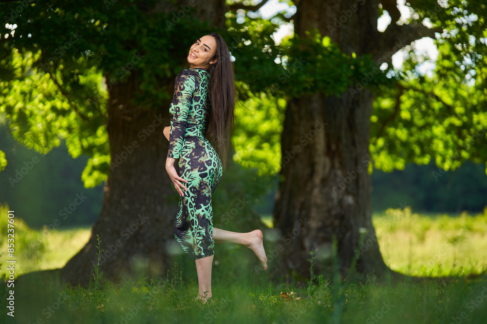 Beautiful Hispanic woman in oak forest Beautiful Hispanic woman in oak forest