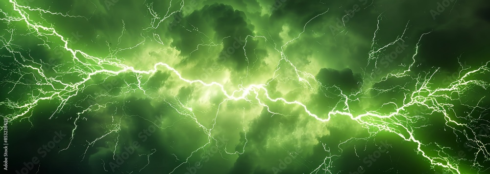 Fototapeta premium Green lightning background