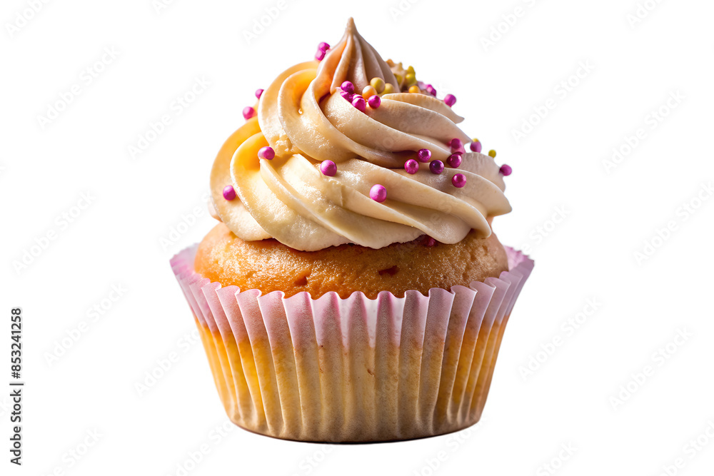 Cupcake with cream icing isolated Cupcake with cream icing isolated
