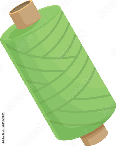 Green sewing thread on a spool, a tool for tailors and seamstresses working in their atelier