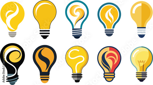 Bulbs and idea on a white background Vector illustrations