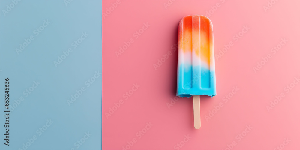 Popsicle on pink and blue background Popsicle on pink and blue background