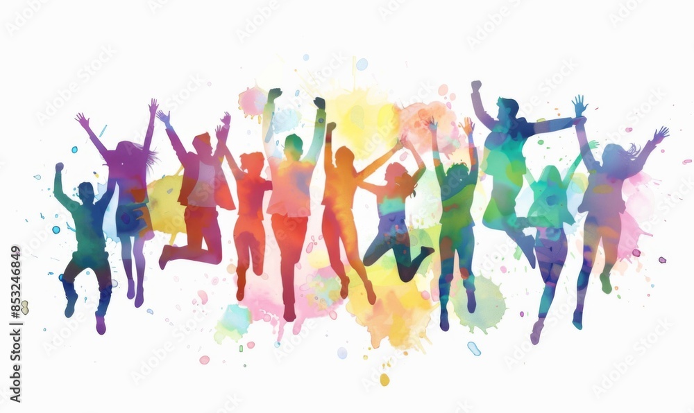 Happy office workers, joyful staff or employee success, team or colleague Happy office workers, joyful staff or employee success, team or colleague