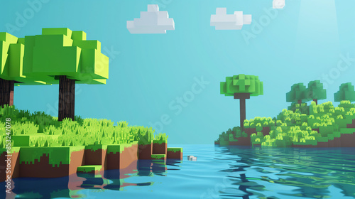 game location in 3D pixel art style photo