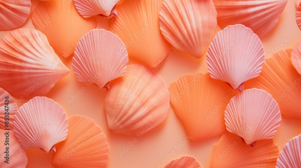 A pile of pink and white seashells in various shapes and sizes. A pile of pink and white seashells in various shapes and sizes.